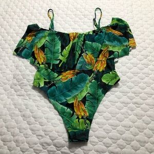 Cheeky cold shoulder banana leaf swimmy!